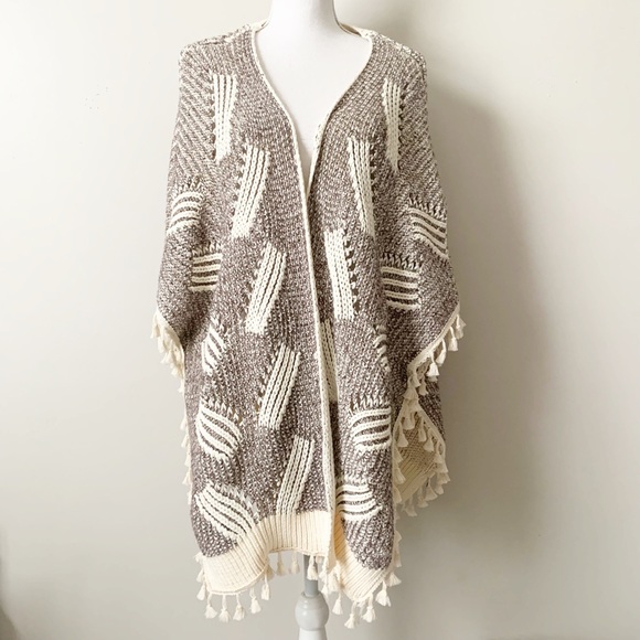 Anthropologie Sweaters - Anthropologie Knit Kimono Cardigan Tassels